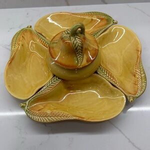 Vintage California Pottery USA Pear Shaped Veggie Chip Dip Crudité Set MCM